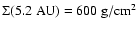 $\Sigma (5.2~{\rm AU}) = 600~{\rm g/cm}^2$
