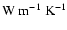 $\rm W~m^{-1}~K^{-1}$