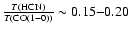 $\frac{T({\rm HCN})}{T({\rm CO}(1-0))} \sim 0.15{-}0.20$