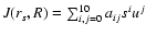 $J(r_s,R)=\sum_{i,j=0}^{10}a_{ij}s^iu^j$