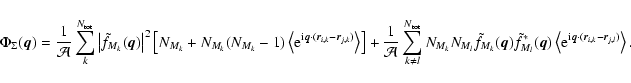 \begin{displaymath}\Phi_\Sigma (\vec{q}) = \frac{1}{\cal A}
\sum_k^{N_{\rm tot}}...
... \vec{q} \cdot (\vec{r}_{i,k} - \vec{r}_{j,l}) }\right\rangle.
\end{displaymath}