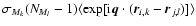 $\sigma_{M_k}(N_{M_l}-1) \langle \exp[{\rm i} \vec{q} \cdot (\vec{r}_{i,k} - \vec{r}_{j,l}) ]\rangle$