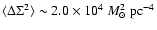 $\langle \Delta \Sigma^2 \rangle \sim 2.0 \times 10^4 ~ {M}_\odot^2~{\rm pc}^{-4}$