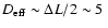 $D_{\rm eff} \sim \Delta L/2 \sim 5~$