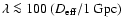 $\lambda \la 100~(D_{\rm eff}/1~{\rm Gpc})~$