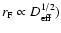 $r_{\rm F} \propto D_{\rm eff}^{1/2})$