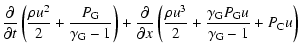 $\displaystyle \frac{\partial}{\partial{}t}\left(\frac{\rho{u^2}}{2}+\frac{P_{\r...
...ho{}u^3}{2}+\frac{\gamma_{\rm G}P_{\rm G}u}{\gamma_{\rm G}-1}+P_{\rm C}u\right)$
