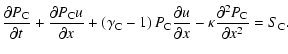 $\displaystyle \frac{\partial{}P_{\rm C}}{\partial{}t}+\frac{\partial{}P_{\rm C}...
...l{}u}{\partial{}x}-\kappa\frac{\partial{}^2P_{\rm C}}{\partial{}x^2}=S_{\rm C}.$