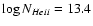 $\log N_{He {\sc ii}} = 13.4$