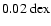 $0.02~{\rm dex}$