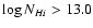 $\log N_{H {\sc i}} > 13.0$