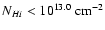 $N_{H {\sc i}} < 10^{13.0}~{\rm cm}^{-2}$