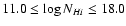 $11.0 \le \log N_{H {\sc i}} \le 18.0$