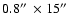 $0.8 \hbox{$^{\prime\prime}$ }\times 15 \hbox{$^{\prime\prime}$ }$