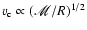 $v_{\rm c} \propto (\mathscr{M}/R)^{1/2}$