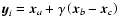 ${\vec{y}}_i = {\vec{x}}_a + \gamma \left( {{\vec{x}}_b - {\vec{x}}_c
} \right)$