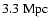 $3.3~{\rm Mpc}$