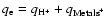 $q_{\rm e} =
q_{{\rm H}^{+}} + q_{{\rm Metals}^{+}}$
