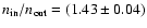 $n_{\rm in}/n_{\rm out}=(1.43 \pm 0.04)$