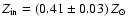 $Z_{\rm in}=(0.41 \pm 0.03)~Z_{\odot}$