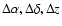 $\Delta\alpha, \Delta \delta, \Delta z$