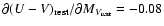 $\partial (U-V)_{\rm rest} / \partial M_{V_{\rm rest}} = -0.08$