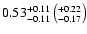 $0.53^{+0.11}_{-0.11}\left(^{+0.22}_{-0.17}\right)$