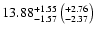 $13.88^{+1.55}_{-1.57}\left(^{+2.76}_{-2.37}\right)$