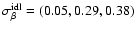 $\sigma_{\beta}^{\rm idl} = (0.05,0.29,0.38)$