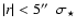 $\vert r\vert<5\hbox{$^{\prime\prime}$ }\ \sigma_\star$