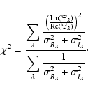 \begin{displaymath}\chi^2 = \frac{ \displaystyle \sum_\lambda \frac{ \left( \fra...
...{ 1 } { \sigma^2_{R_\lambda} +
\sigma^2_{I_\lambda} }
}\cdot
\end{displaymath}