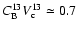 $C_{\rm B}^{13}V_{\rm c}^{13}\simeq 0.7$