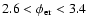 $2.6< \phi_{\rm er} <3.4$
