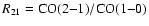 $R_{21}={\rm CO(2{-}1)/CO(1{-}0)}$