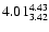 $\rm 4.01^{4.43}_{3.42}$