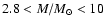 $2.8<M/M_\odot<10$