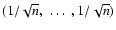 $(1/\sqrt{n},~ \ldots ~ , 1/\sqrt{n})$