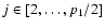 $j\in[2,\ldots,p_1/2]$