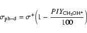 \begin{displaymath}\sigma_{\rm ph-d} = \sigma^{+} \Big(1 - \frac{PIY_{\rm CH_3OH^+}}{100}\Big)
\end{displaymath}