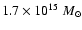 $1.7\times 10^{15}~M_{\odot}$