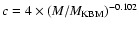 $c=4 \times
(M/M_{\rm KBM})^{-0.102}$