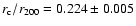 $r_{\rm c}/r_{200}=0.224\pm0.005$