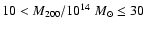 $10 < M_{200}/10^{14}~M_{\odot} \le 30$