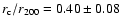 $r_{\rm c}/r_{200}=0.40\pm0.08$
