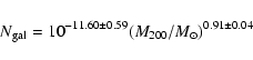 \begin{displaymath}N_{\rm gal}=10^{-11.60\pm0.59}(M_{200}/M_{\odot})^{0.91\pm0.04}
\end{displaymath}