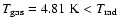 $T_{\rm gas} = 4.81\;{\rm K} < T_{\rm rad}$