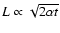 $L \propto \sqrt{2 \alpha t}$