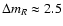 $\Delta m_{R}\approx 2.5$