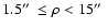$1.5\hbox{$^{\prime\prime}$ }\le \rho < 15\hbox{$^{\prime\prime}$ }$
