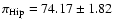 $\pi_{\rm Hip} = 74.17 \pm 1.82$
